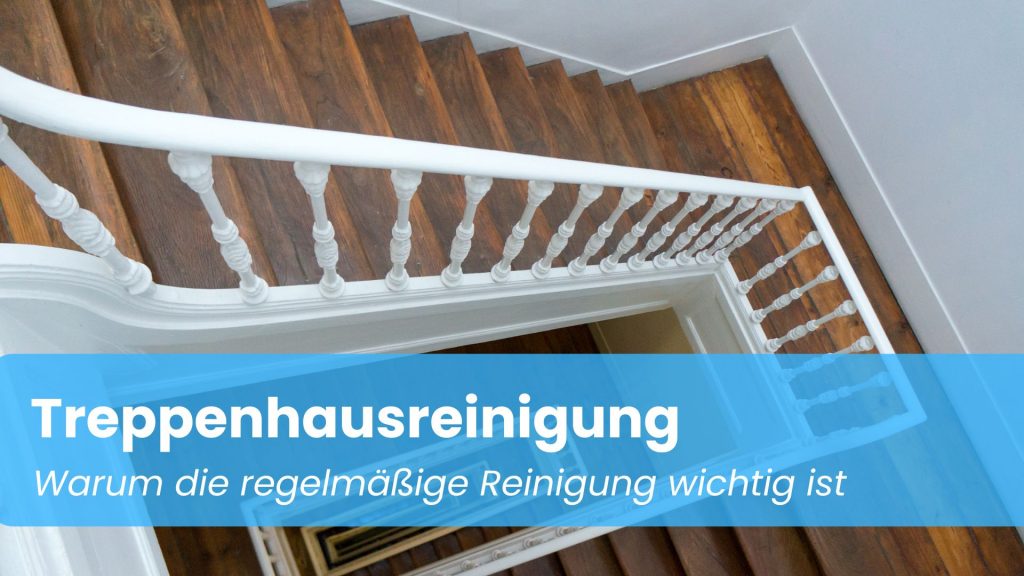 Bild Blogbeitrag Richtergebäudemanagement in Pulheim Thema Treppenhausreinigung Treppenhaus mit weißem Geländer und braunen Holzstufen als Bild zur Eröffnung des Blogbeitrages